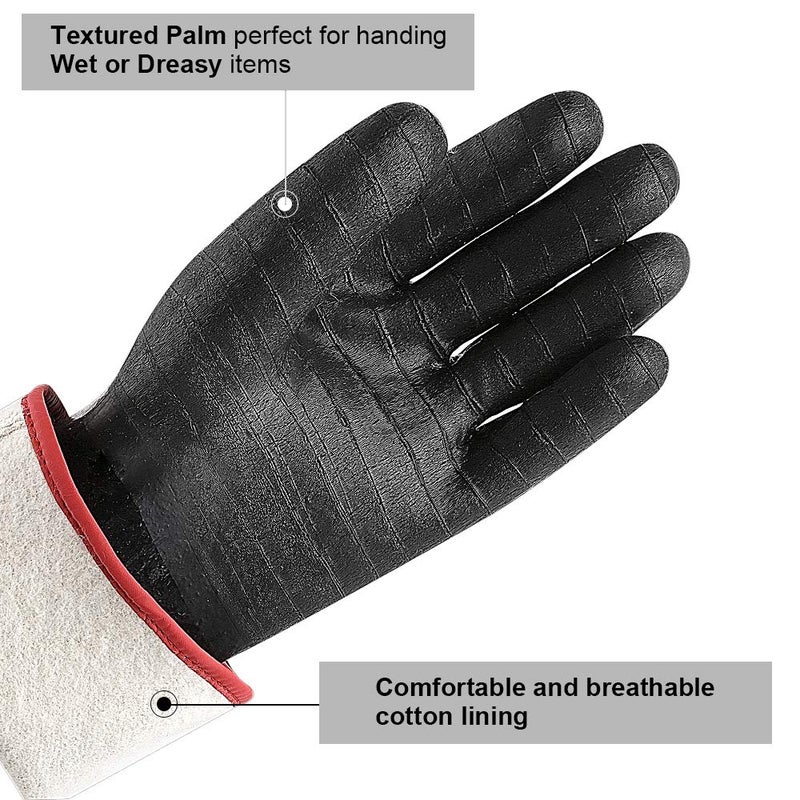 Aillary 932Â°F Extreme Heat Resistant Gloves for Grill BBQ,Aillary Waterproof Long Sleeve Pit Grill Gloves for Fryer, Baking, Oven,Smoker,Fireproof, Oil Resistant Neoprene Coatingï¼ˆ14-Inch ï¼‰ - Image 3